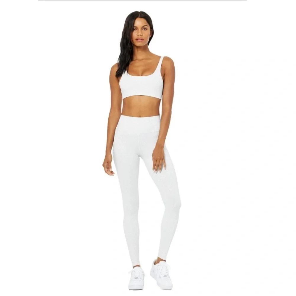 ALO Yoga Vapor Leopard High Waist Ankle Leggings White L NWT